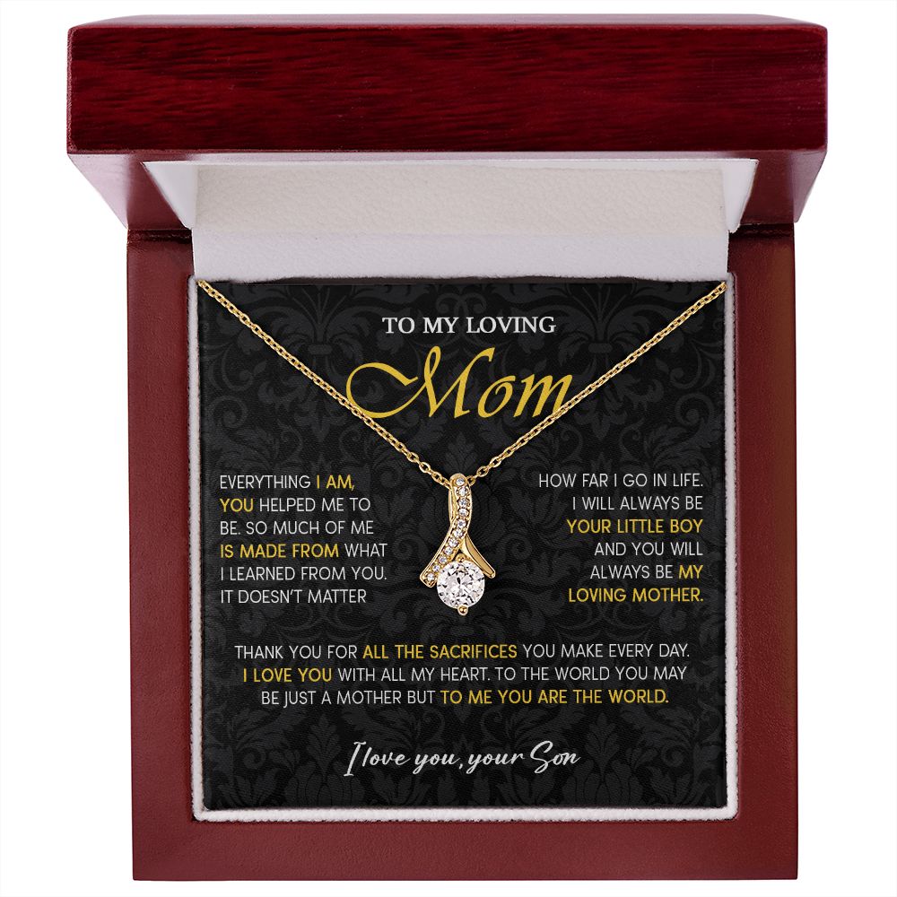 441B To My Loving Mom Necklace, Gift for Mom from Son, Mom Birthday Gifts Necklace