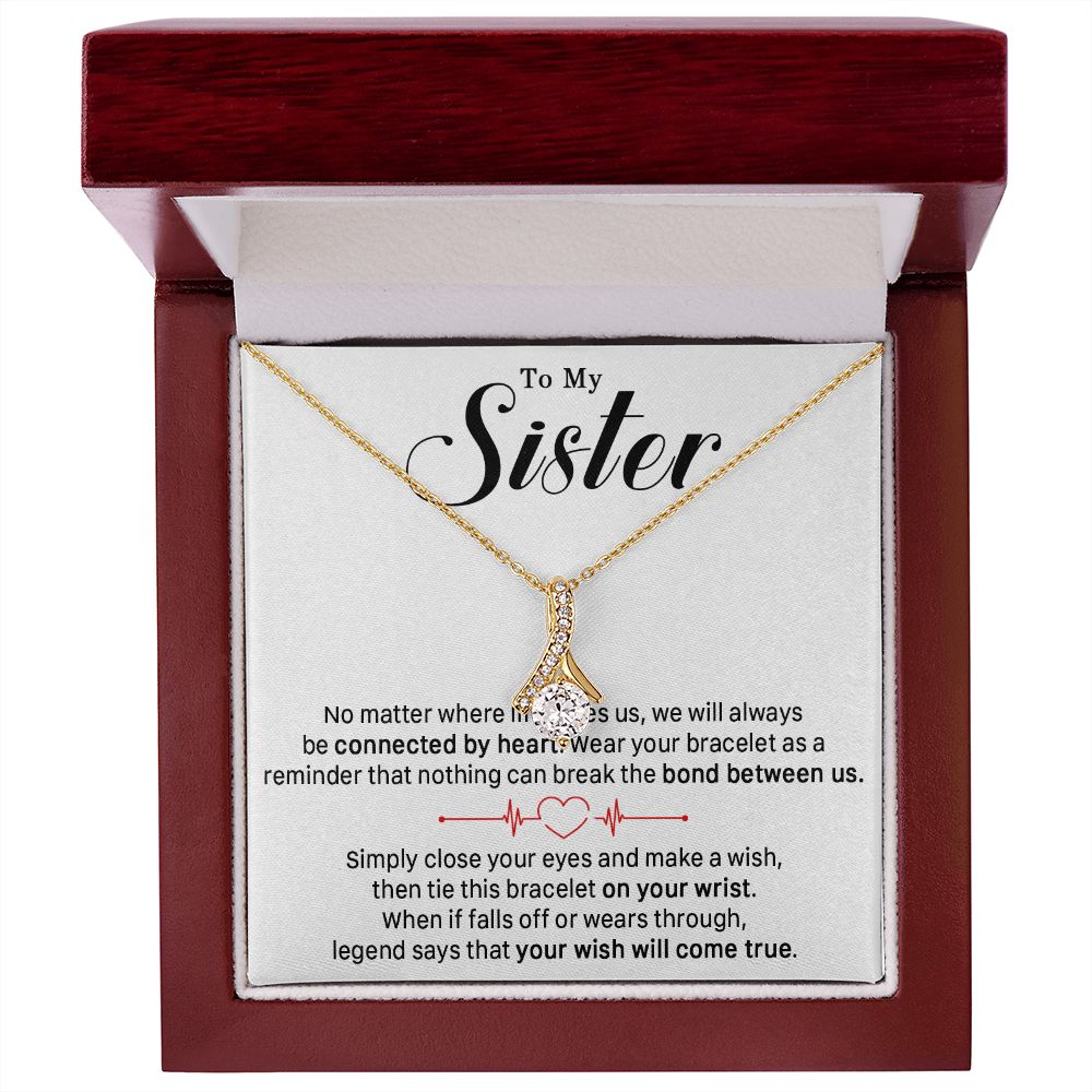 545B To My Sister Necklace, Sister Best Friends Love Heart Necklace, Birthday Gifts