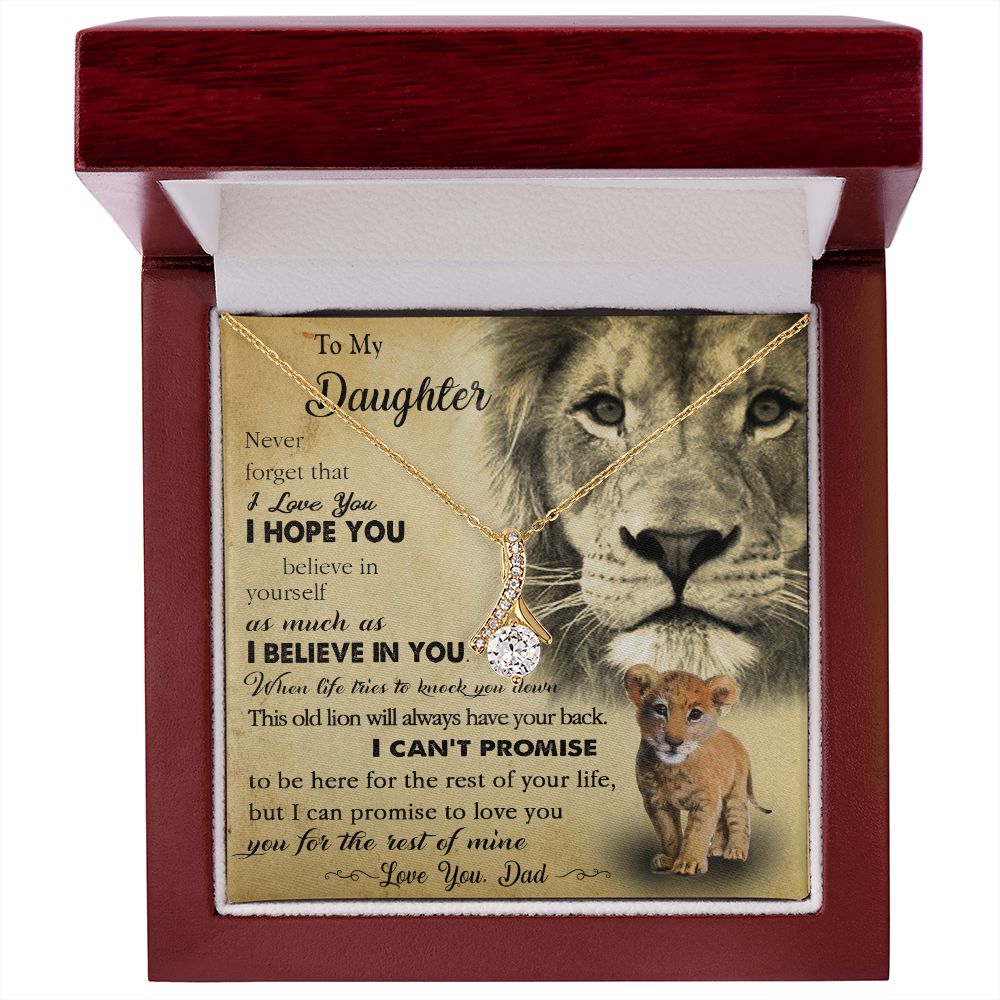 385B To My Daughter Necklace Love Dad, Lion Necklace, Gift Birthday, Holiday