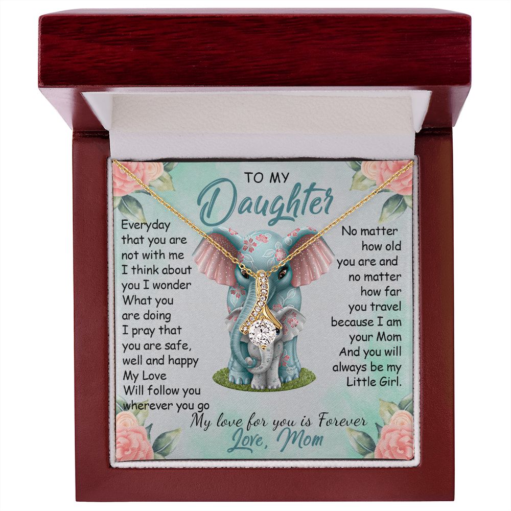 57B To My Daughter Necklace, Gift For Daughter From Mom, Daughter Mother Elephant