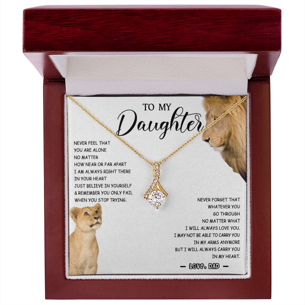 477B To My Daughter Necklace Father to Daughter Birthday Christmas Gift from Lion Dad
