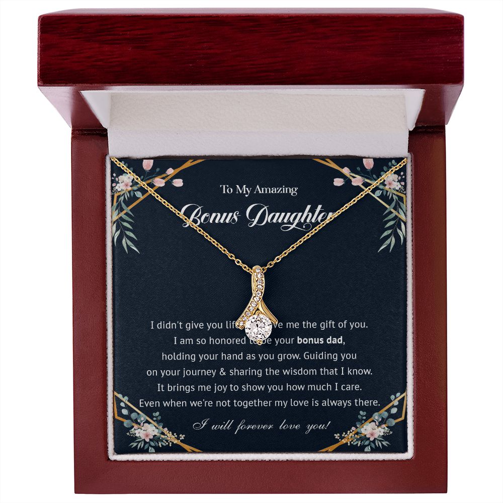 575B To My Bonus Daughter Necklace, Bonus Daughter Gift From Stepdad, Birthday Gifts