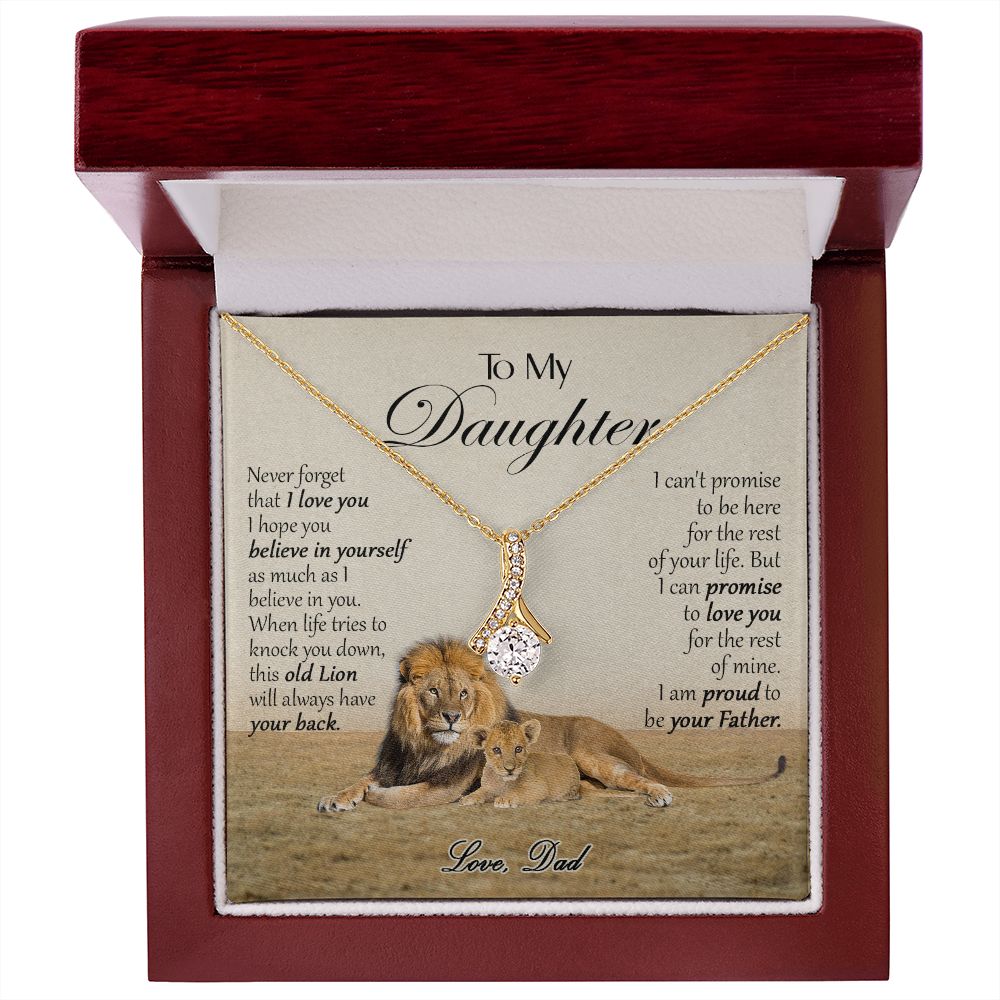 469B To My Daughter Necklace, Xmas Gift For Daughter From Dad, Daughter Father Lion