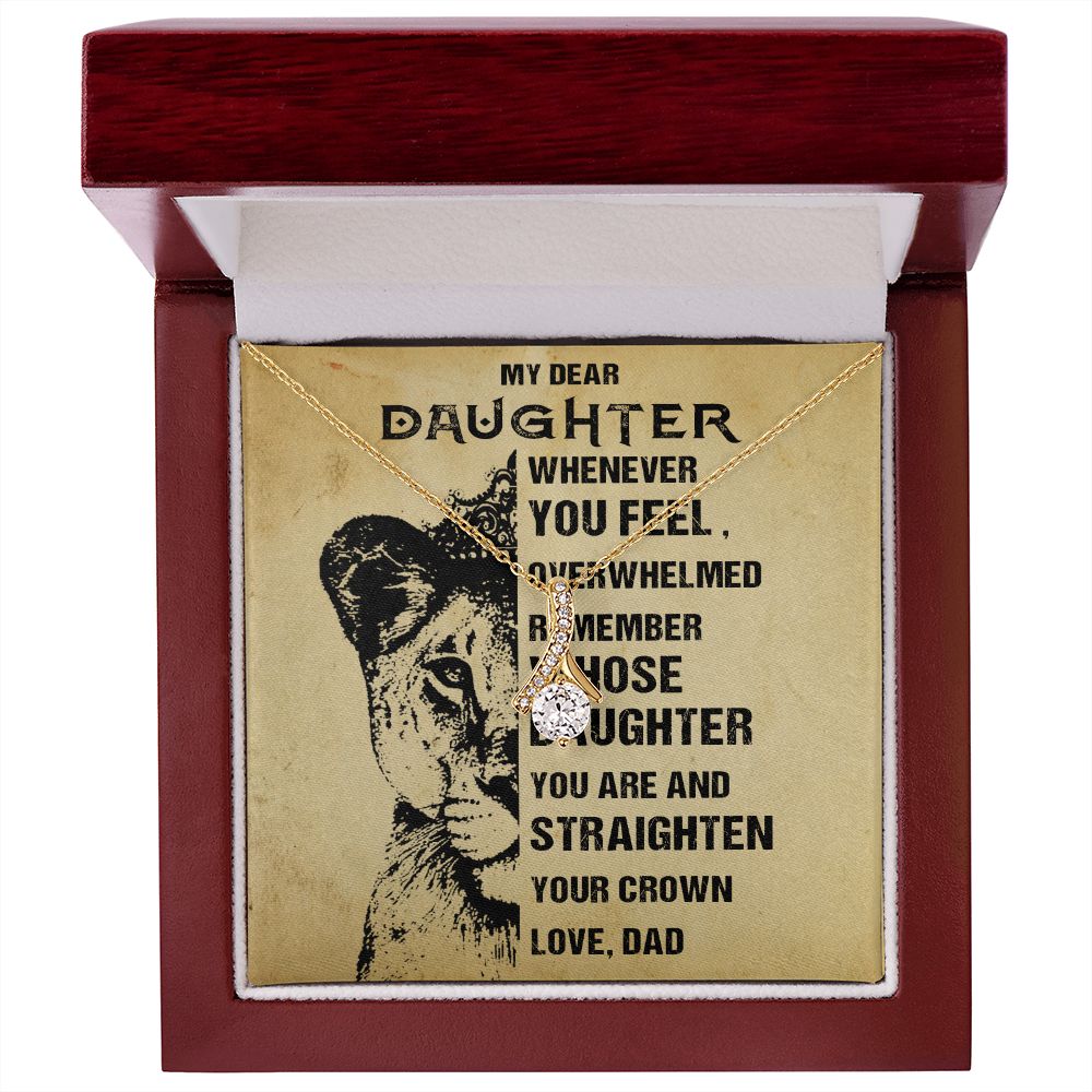 379B To My Daughter Necklace, Lion Necklace Gift Birthday, Necklace Gift From Dad