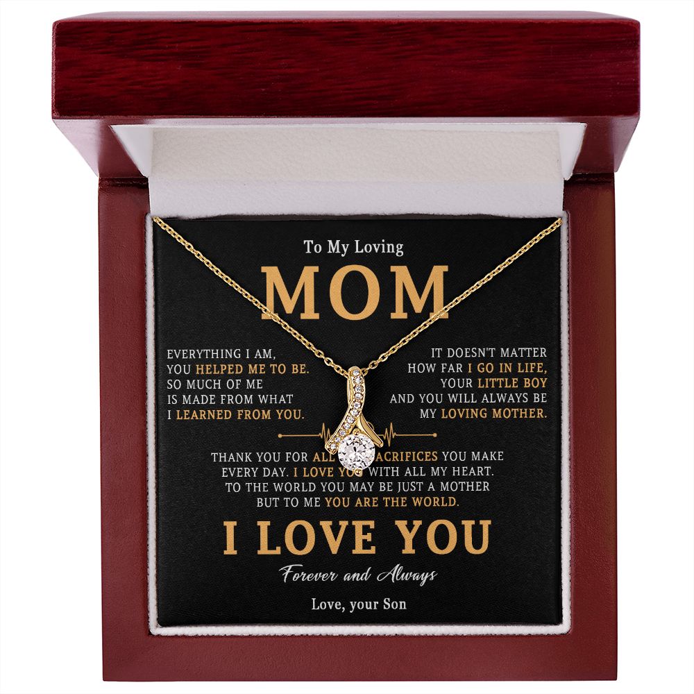 509B To My Loving Mom Necklace, Gift for Mom from Son, Mother's Day Jewelry Gifts