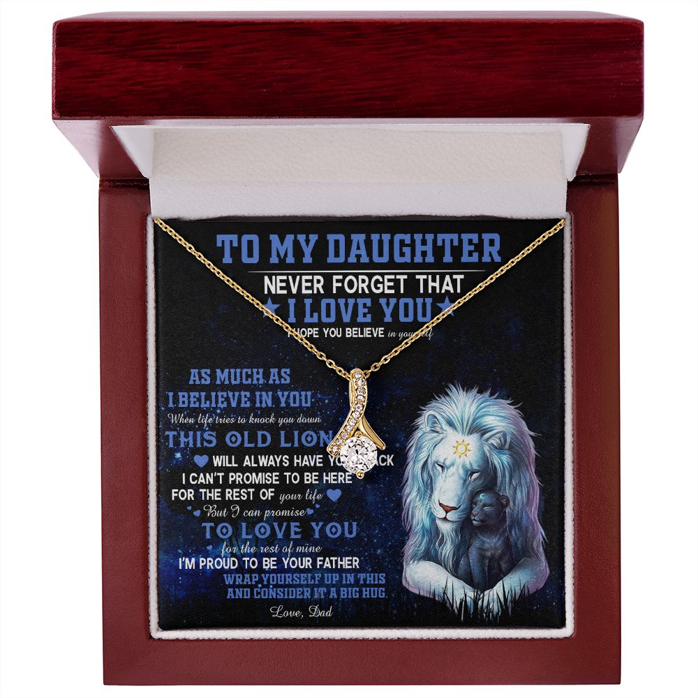 382B To My Daughter Necklace Never Forget That I Love You Necklace, Lion Necklace