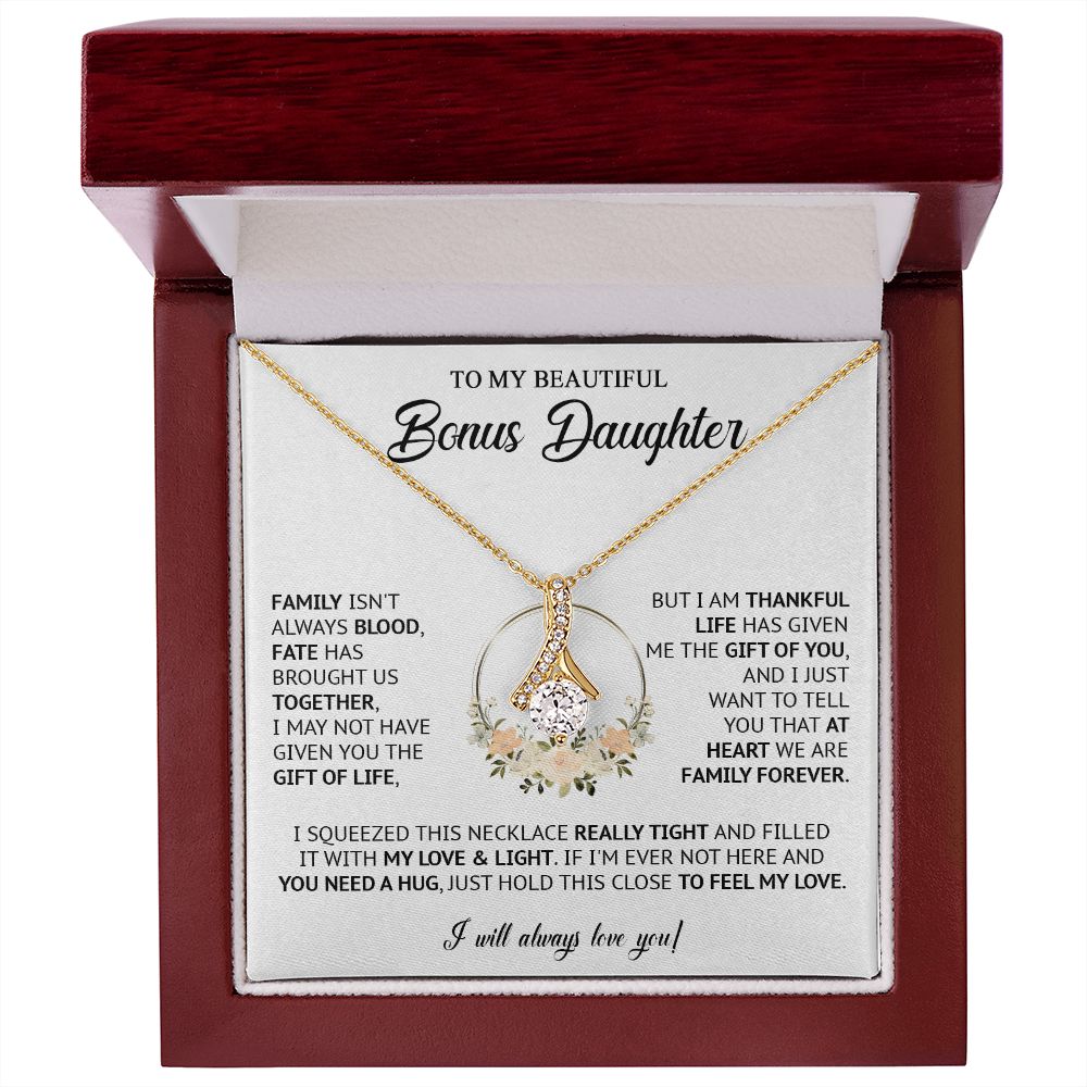 585B Bonus Daughter Necklace, Birthday Gift for Daughter from Dad Mom, Step Daughter