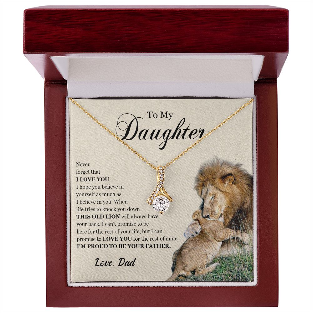 462B To My Daughter Necklace, Gift For Daughter From Dad, Daughter Father Lion Gift,