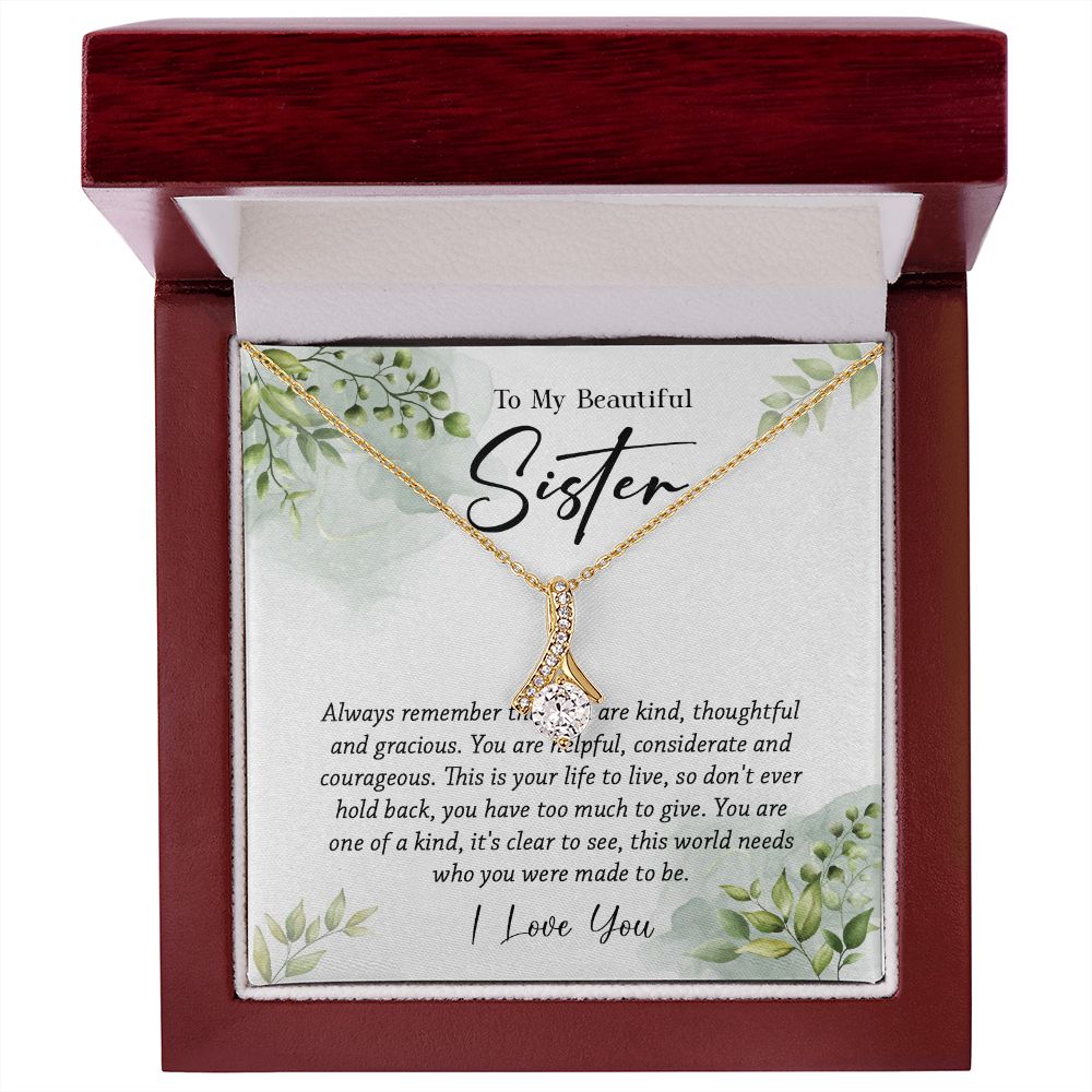 624B To My Sister Necklace,Christmas Birthday Gift For Sister From Brother/Sister