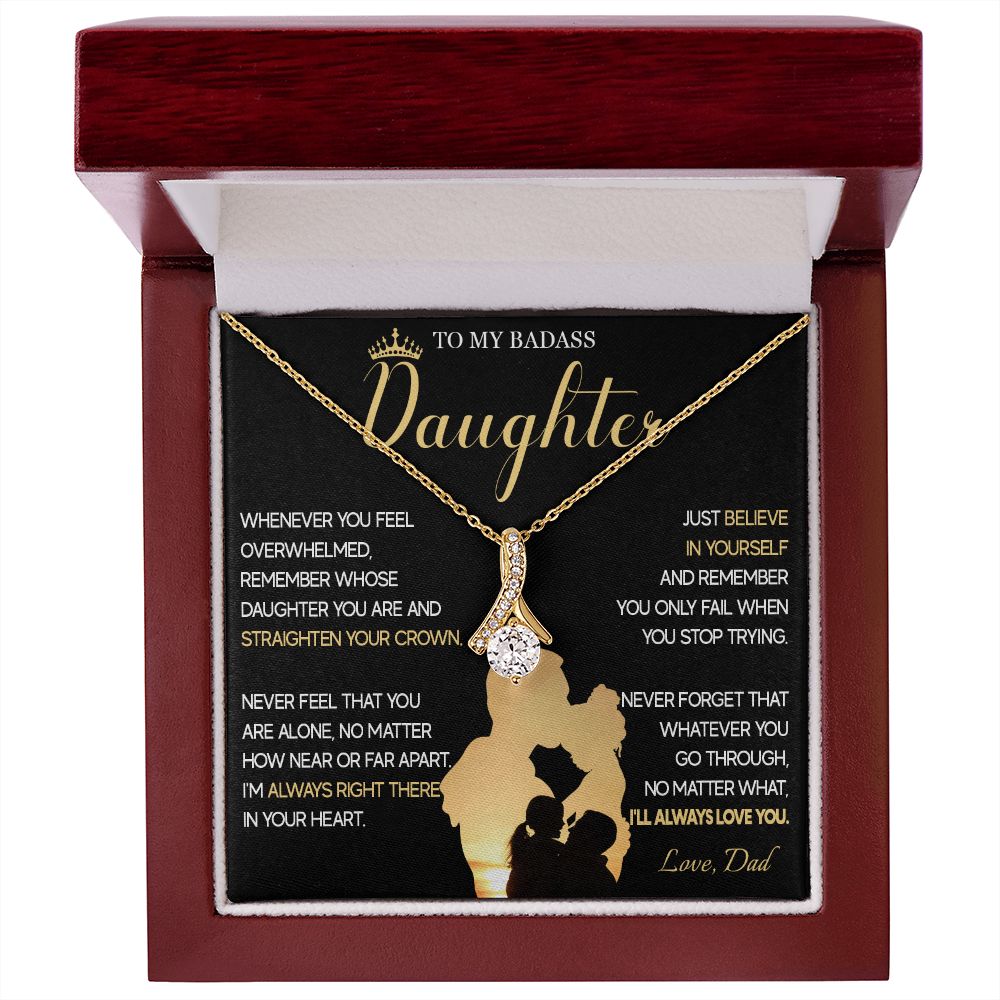 515B To My Badass Daughter Necklace, Birthday Gift For Daughter From Dad, Christmas