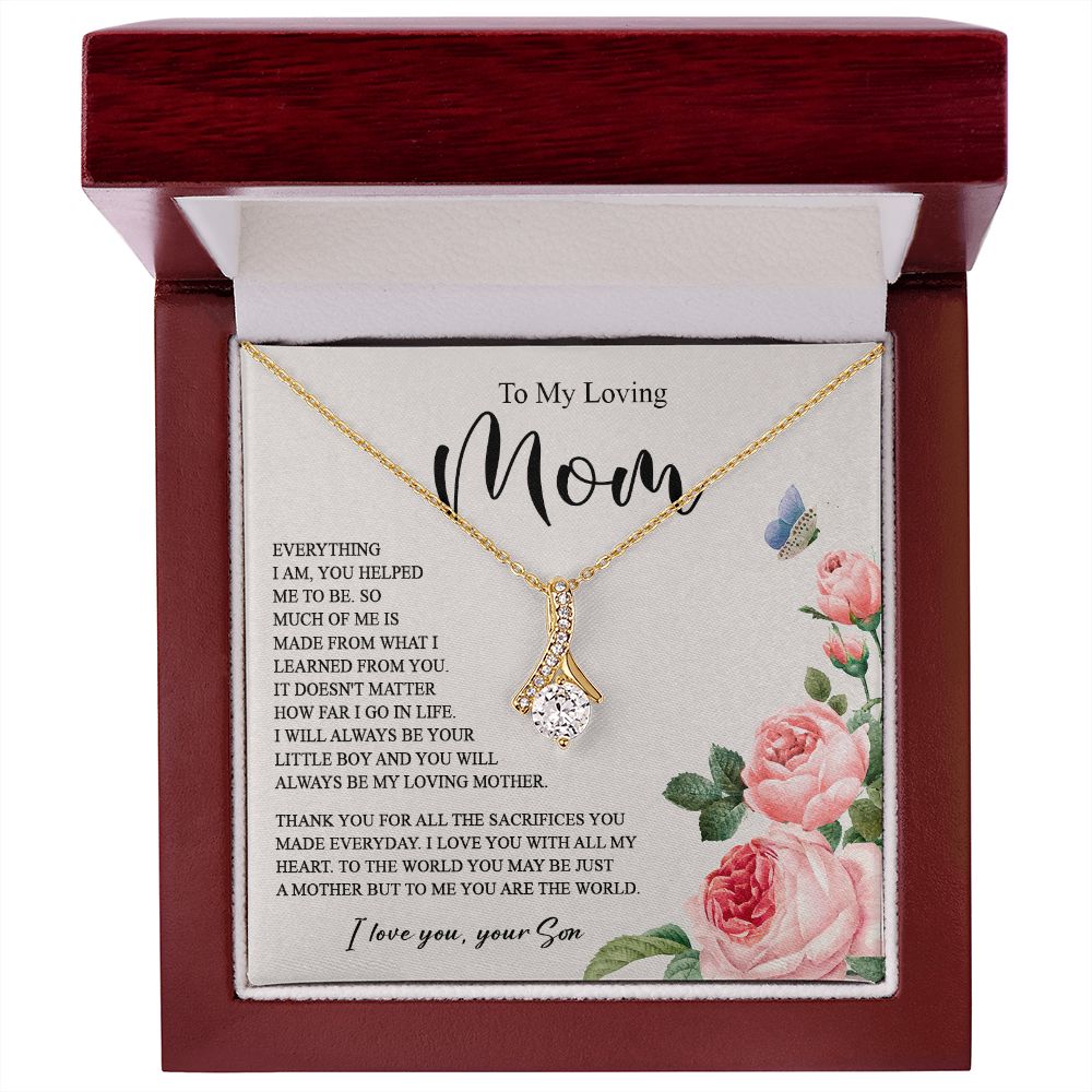 628B To My Loving Mom Necklace, Gift for Mom from Son, Mother's Day Jewelry Gifts