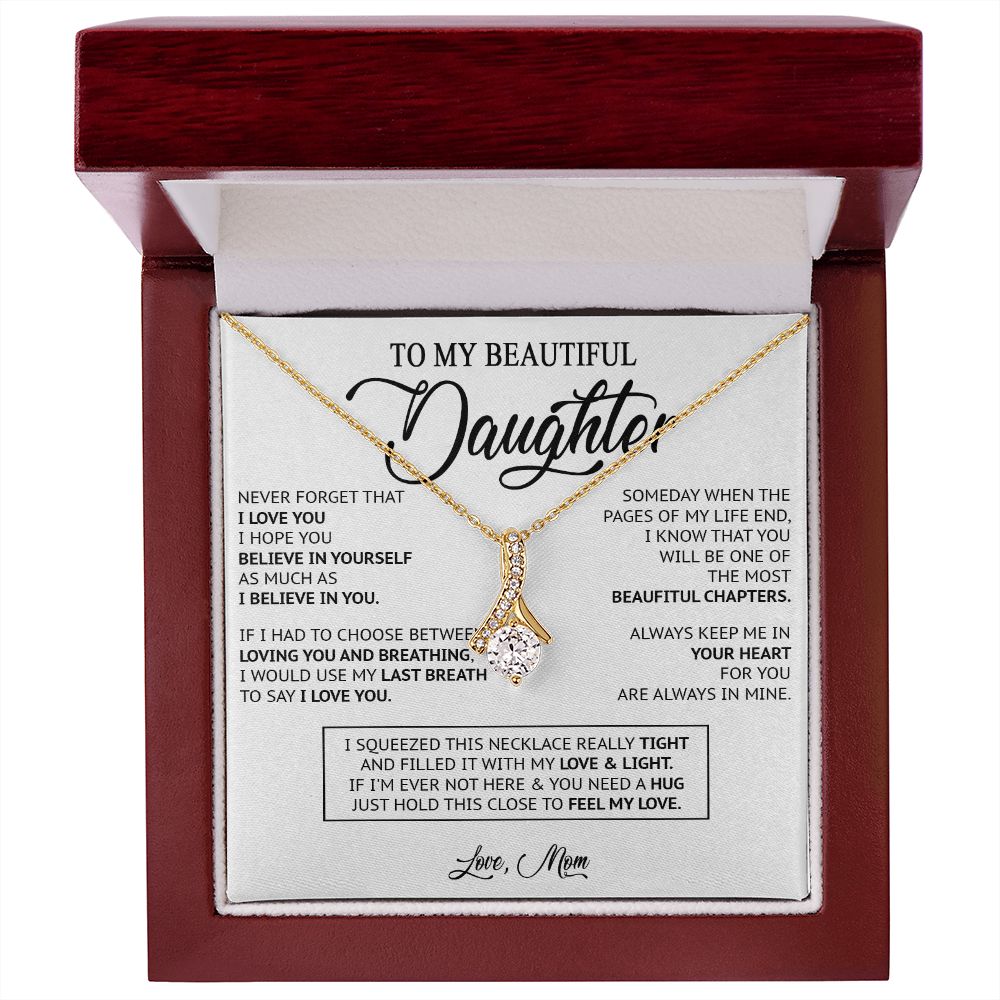 480B To My Daughter Necklace, Birthday Gift For Daughter From Mom, Xmas Gifts for Her