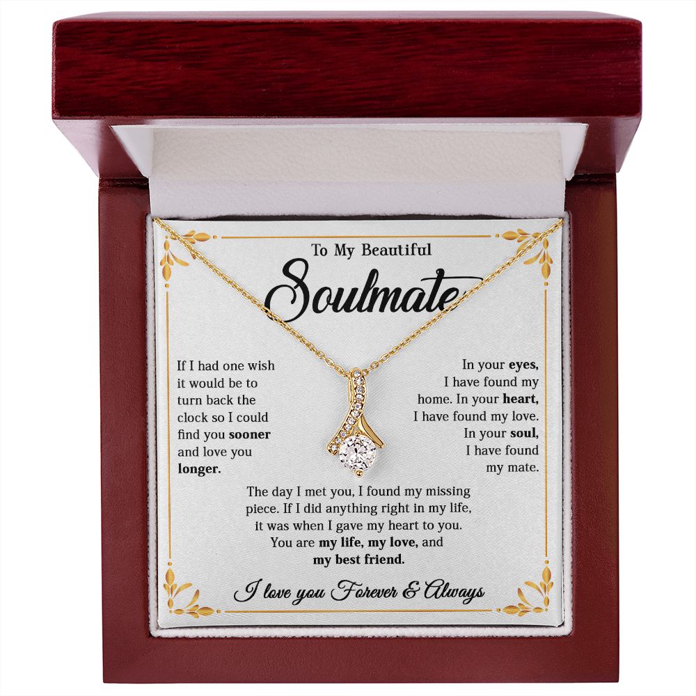 615B To My Beautiful Soulmate Necklace, Gift for Wife, Girlfriend, Valentine Gift