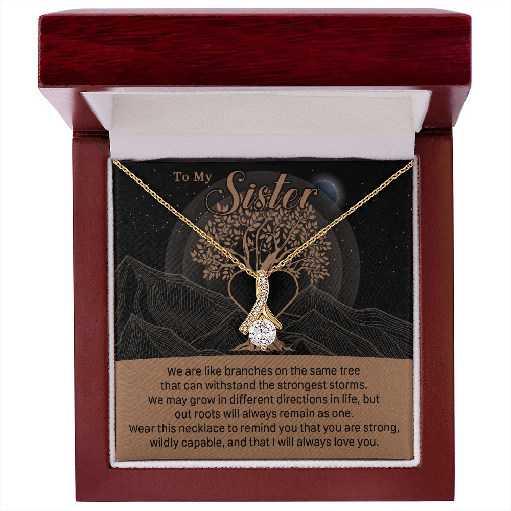 547B To My Sister, Strong Roots Heart Pendant Necklace Gift for Sister Birthday, Xmas