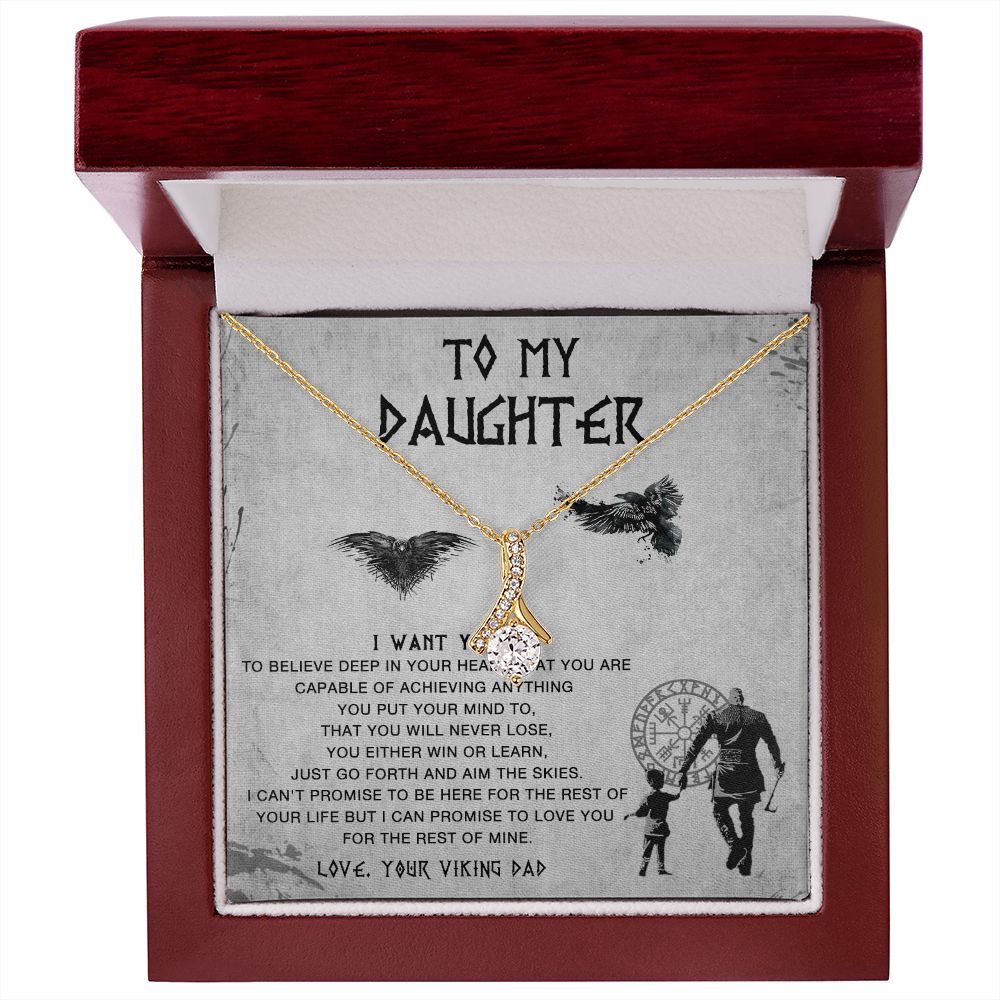 117B To My Daughter Necklace From Viking Dad, Gift For Viking Daughter Gift Necklace