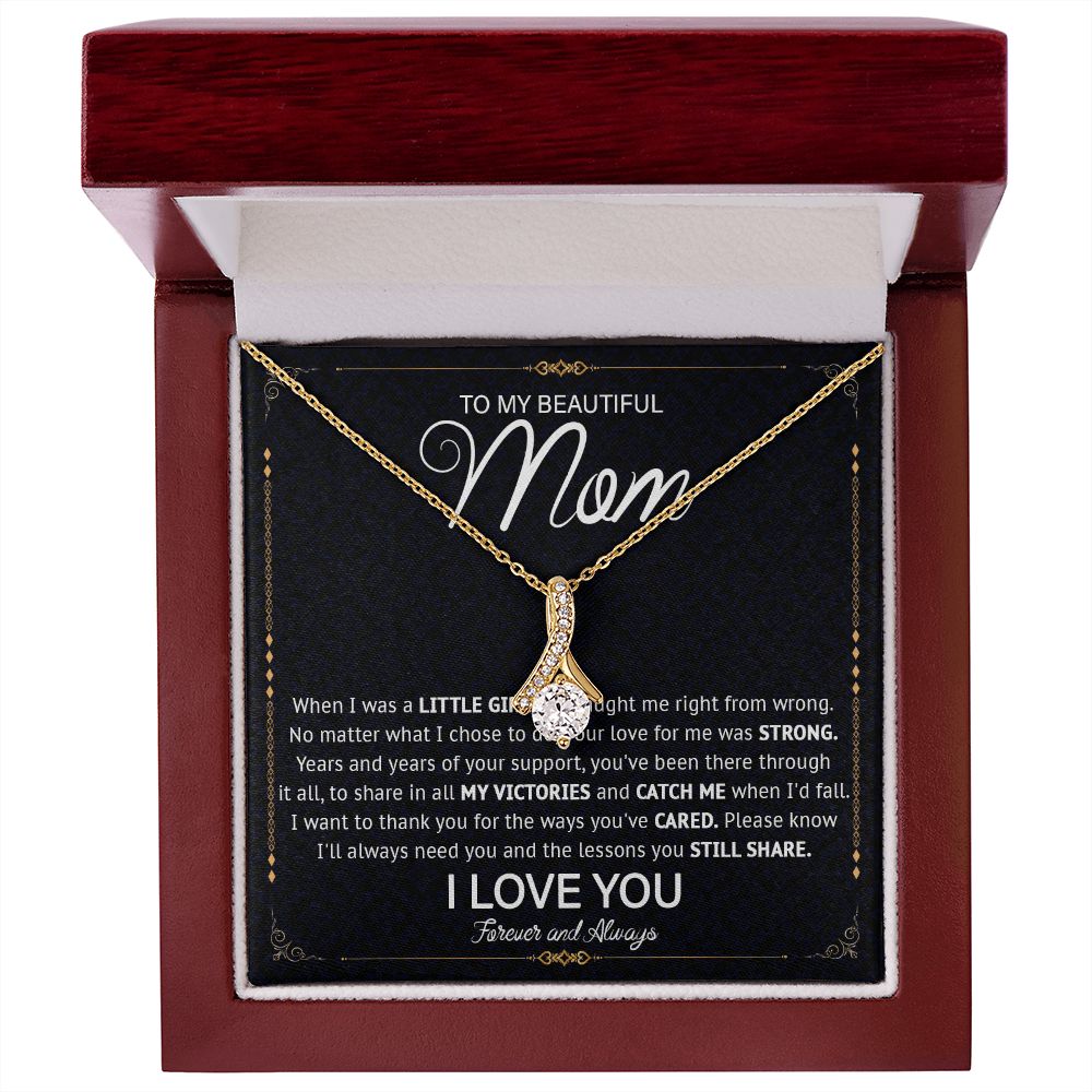 526B Love Knot Necklace To Mom From Daughter Son, Birthday Jewelry To Mom, Mommy