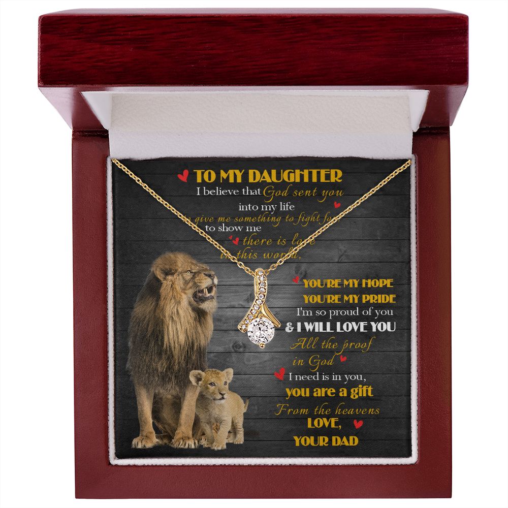 392B To My Daughter Necklace, Xmas Gift For Daughter From Dad, Daughter Father Lion