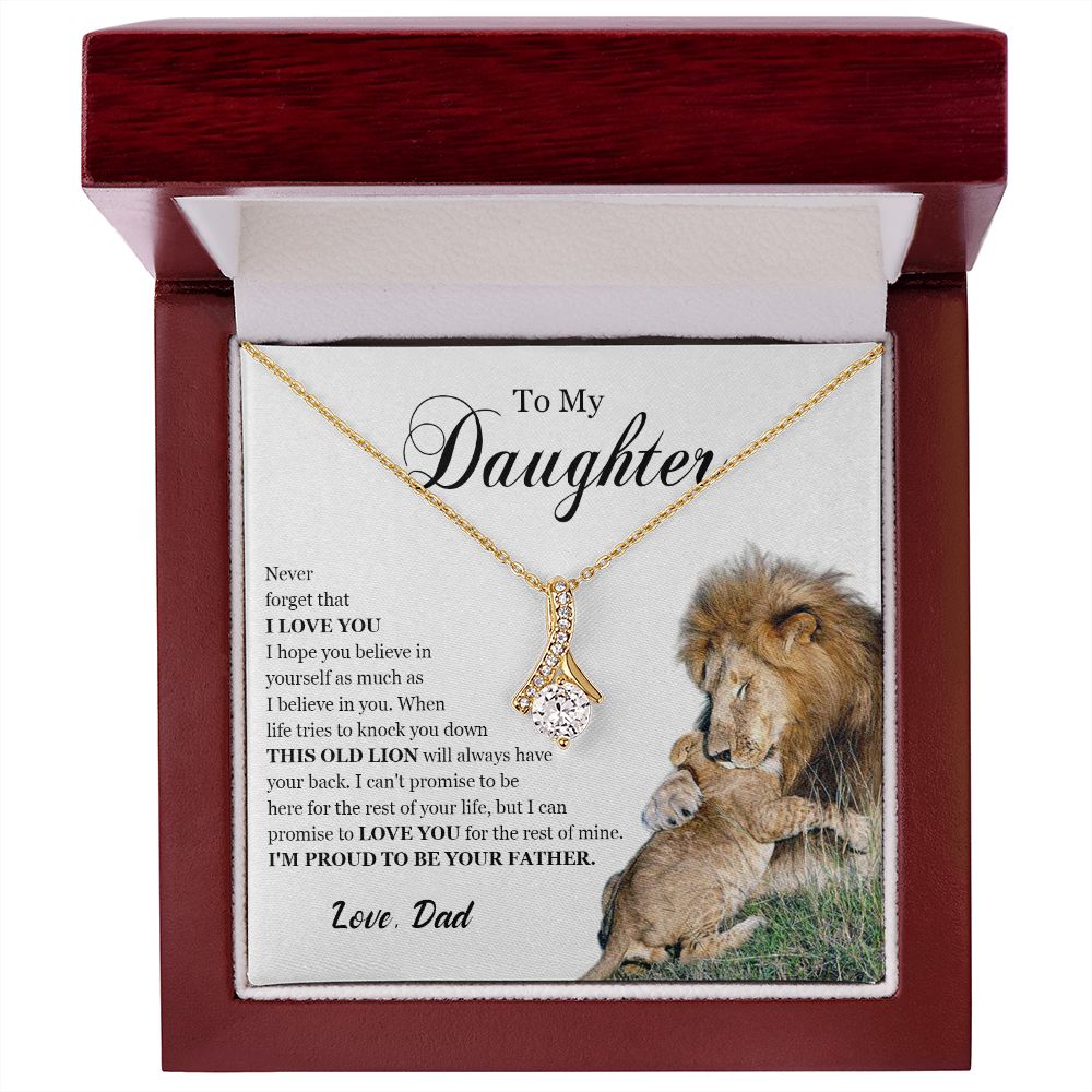 461B To My Daughter Necklace, Gift For Daughter From Dad, Daughter Father Lion, Xmas