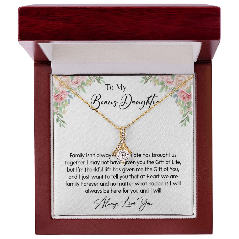 466B To My Bonus Daughter Necklace, Gift For Daughter, Birthday Graduation Christmas