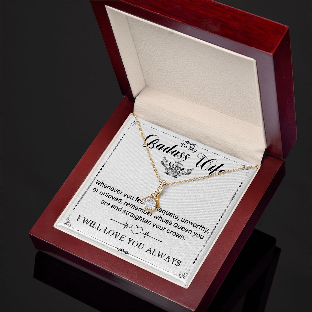 546B To My Badass Wife Pendant Necklace, Wife Necklace Birthday Gift from Husband
