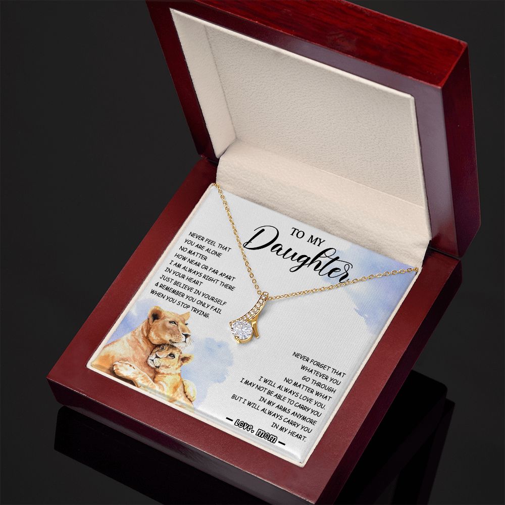 478B To My Daughter Necklace Mother to Daughter Birthday Christmas Gift from Lion Mom