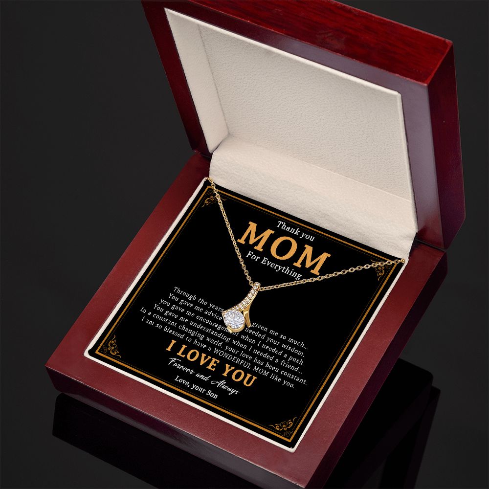 519B Thank You Mom Necklace, Mom Necklace Love Gift, Mom Birthday Gift From Son