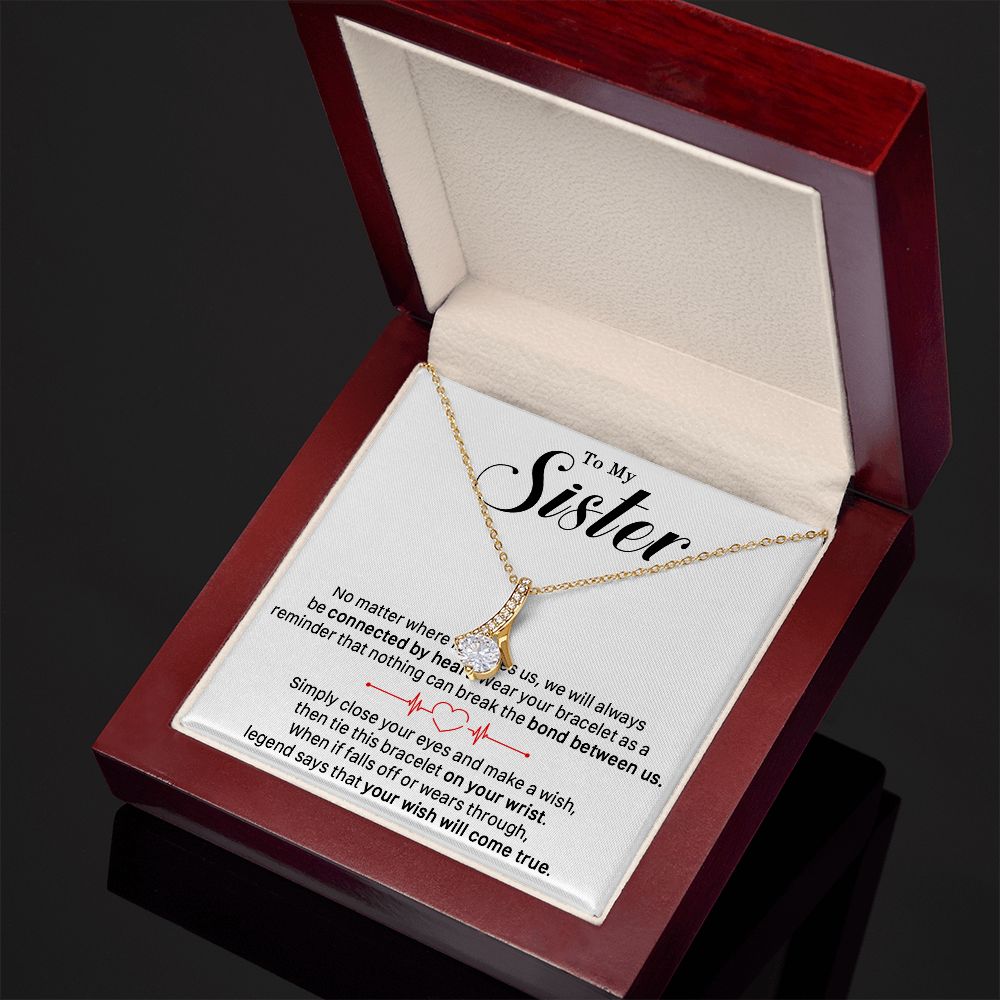 545B To My Sister Necklace, Sister Best Friends Love Heart Necklace, Birthday Gifts