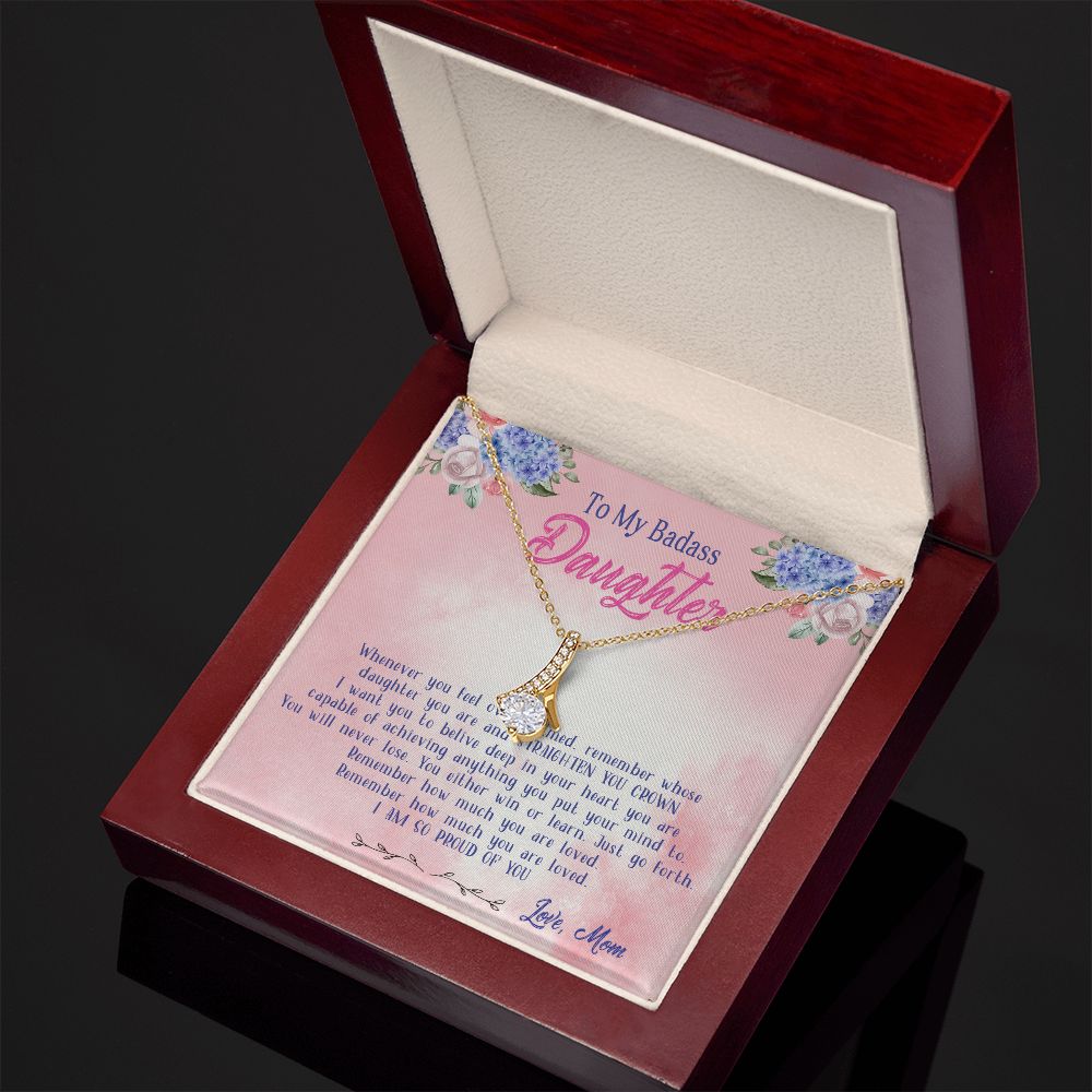 47B To My Badass Daughter Necklace From Mom, Badass Daughter Necklace Birthday