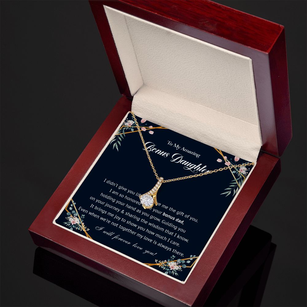 575B To My Bonus Daughter Necklace, Bonus Daughter Gift From Stepdad, Birthday Gifts
