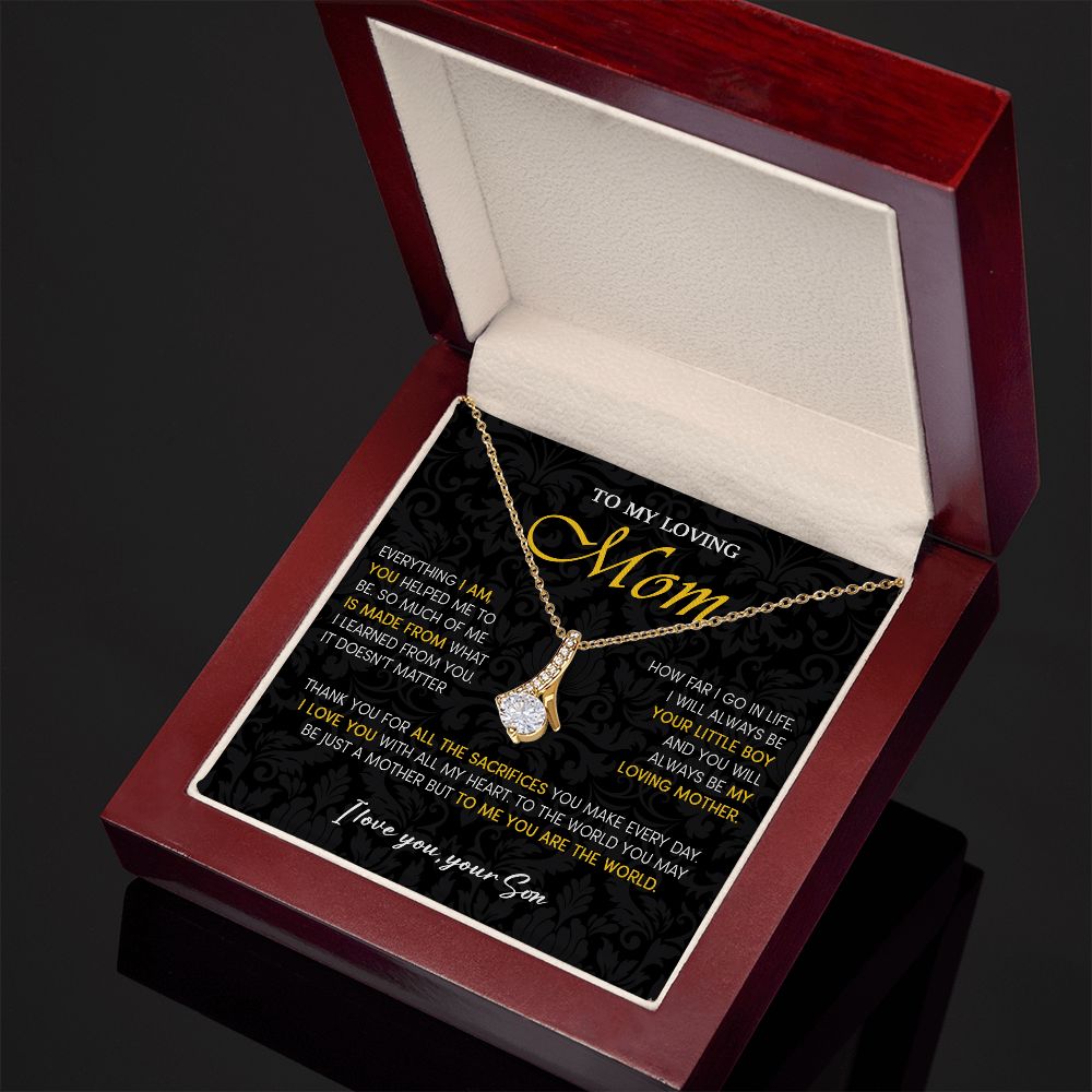 441B To My Loving Mom Necklace, Gift for Mom from Son, Mom Birthday Gifts Necklace