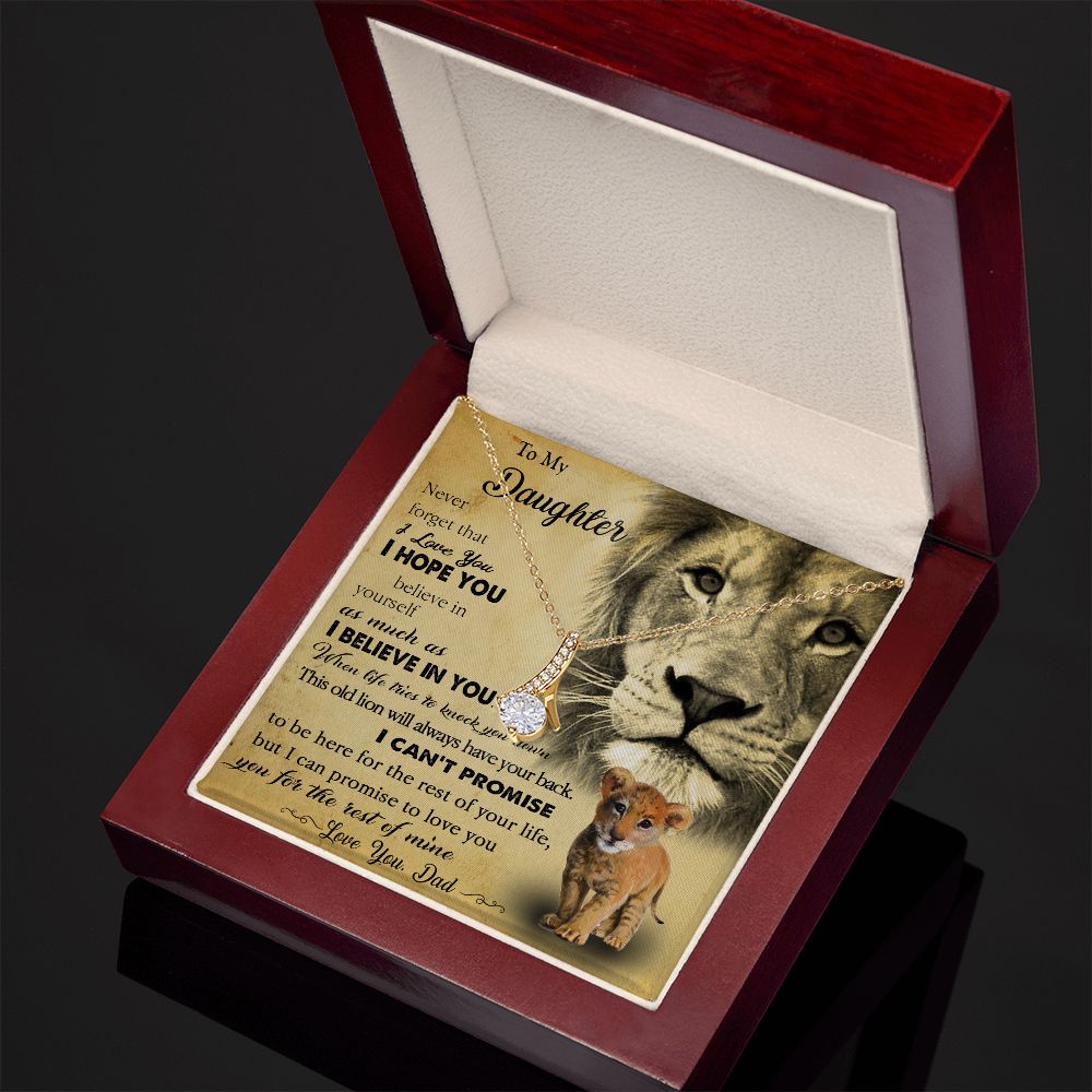 385B To My Daughter Necklace Love Dad, Lion Necklace, Gift Birthday, Holiday
