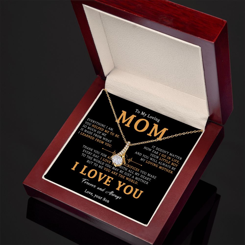509B To My Loving Mom Necklace, Gift for Mom from Son, Mother's Day Jewelry Gifts
