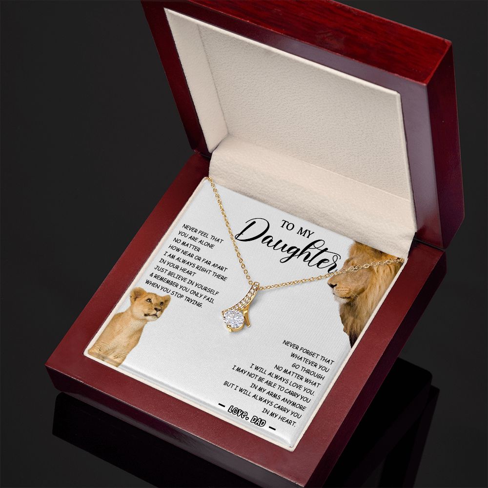 477B To My Daughter Necklace Father to Daughter Birthday Christmas Gift from Lion Dad