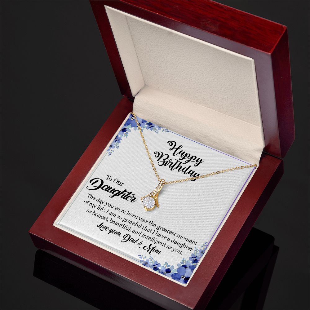 394B To My Daughter Necklace, Xmas Birthday Gift For Daughter From Dad & Mom