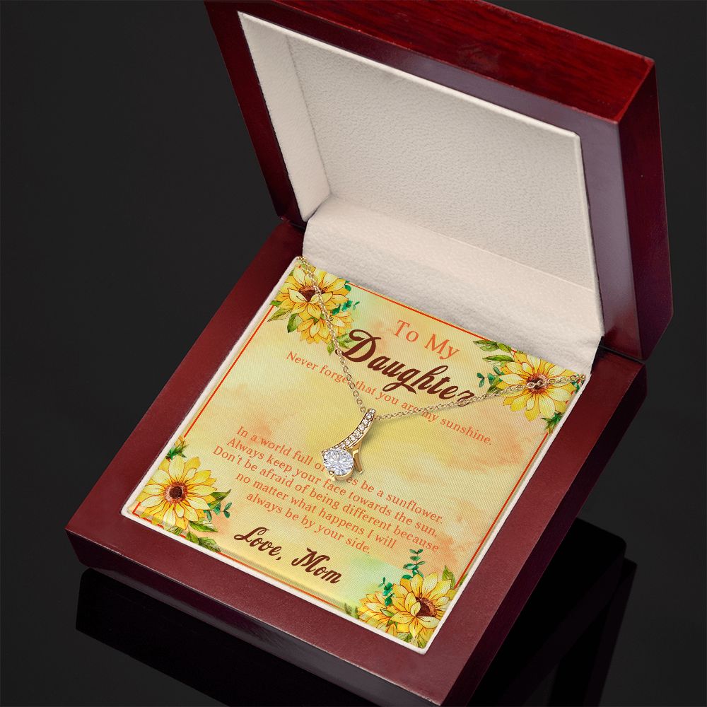 107B Sunflower Necklace, To My Daughter Necklace, Necklace Gift From Mom, Xmas Gift
