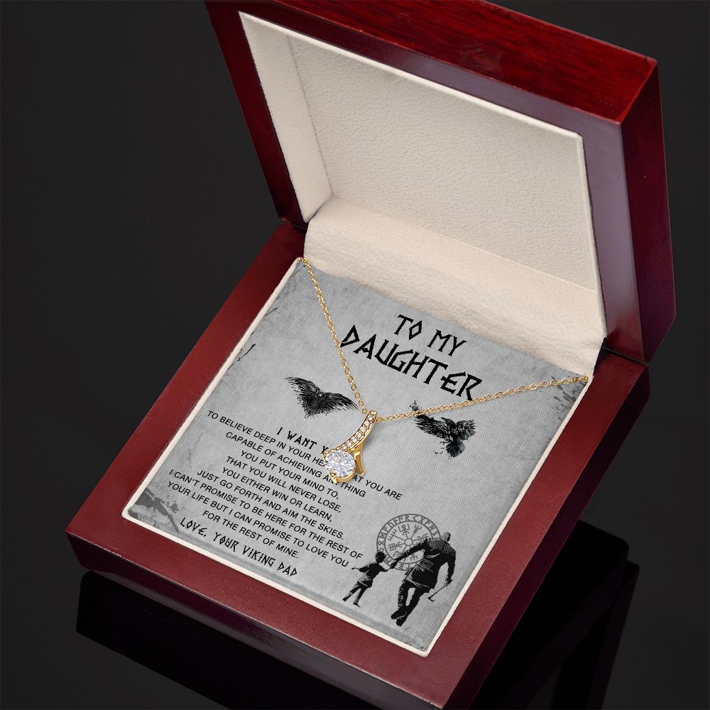 117B To My Daughter Necklace From Viking Dad, Gift For Viking Daughter Gift Necklace