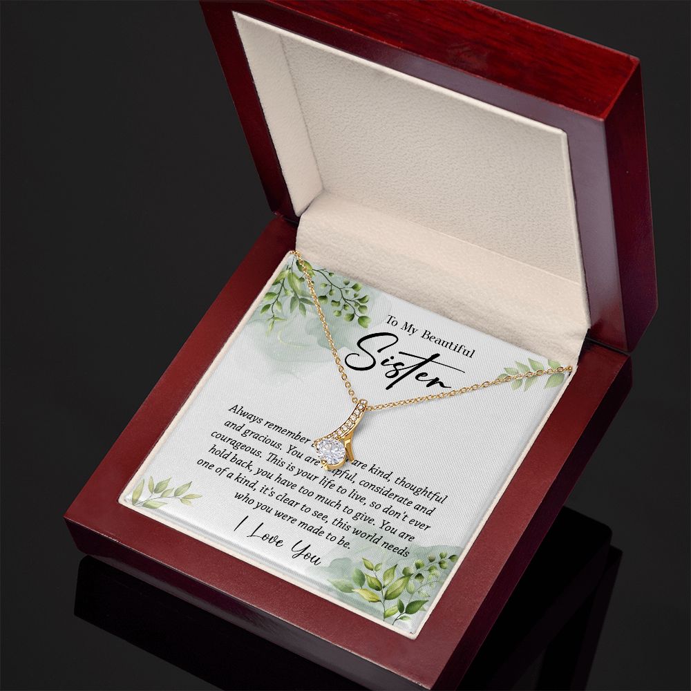 624B To My Sister Necklace,Christmas Birthday Gift For Sister From Brother/Sister