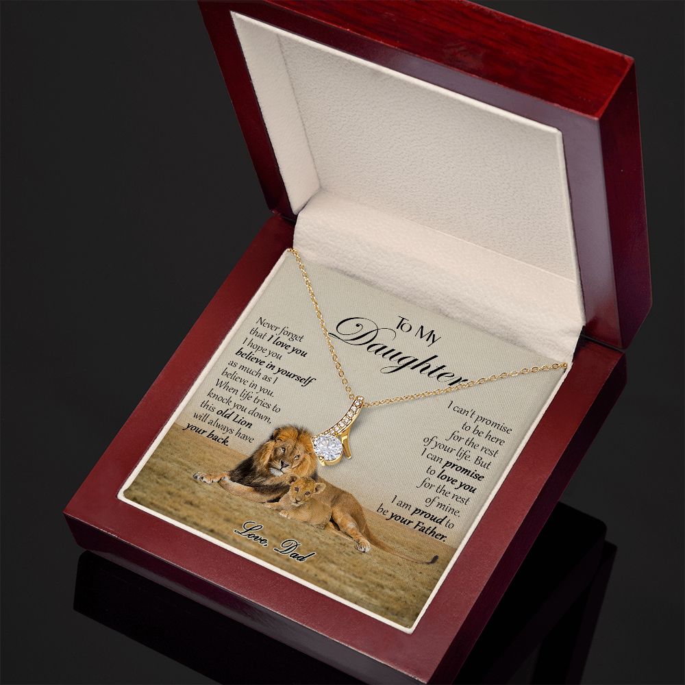 469B To My Daughter Necklace, Xmas Gift For Daughter From Dad, Daughter Father Lion