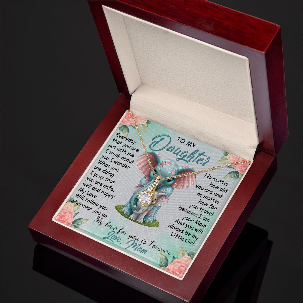 57B To My Daughter Necklace, Gift For Daughter From Mom, Daughter Mother Elephant