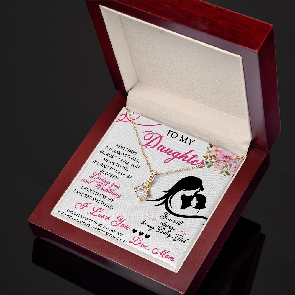 50B To My Daughter Necklace From Mom, Jewelry Gift For Daughter On Birthday, Holiday