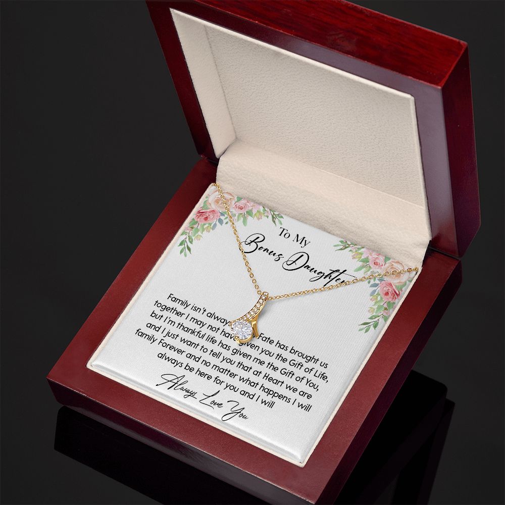 466B To My Bonus Daughter Necklace, Gift For Daughter, Birthday Graduation Christmas