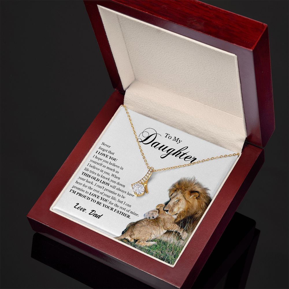 461B To My Daughter Necklace, Gift For Daughter From Dad, Daughter Father Lion, Xmas