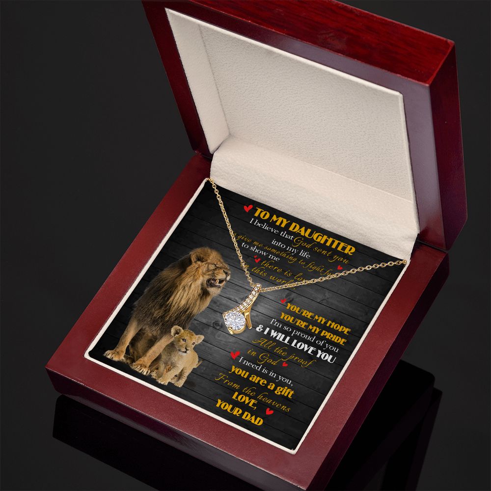 392B To My Daughter Necklace, Xmas Gift For Daughter From Dad, Daughter Father Lion