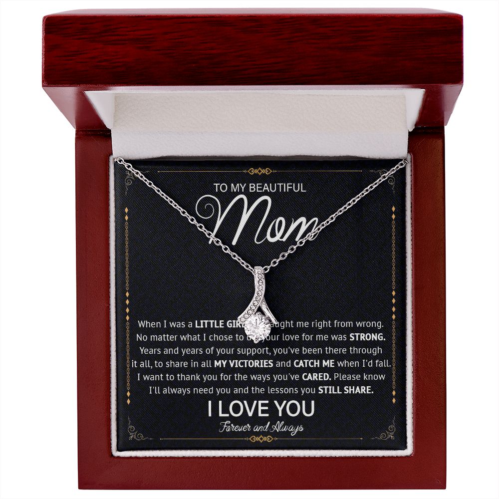 526B Love Knot Necklace To Mom From Daughter Son, Birthday Jewelry To Mom, Mommy
