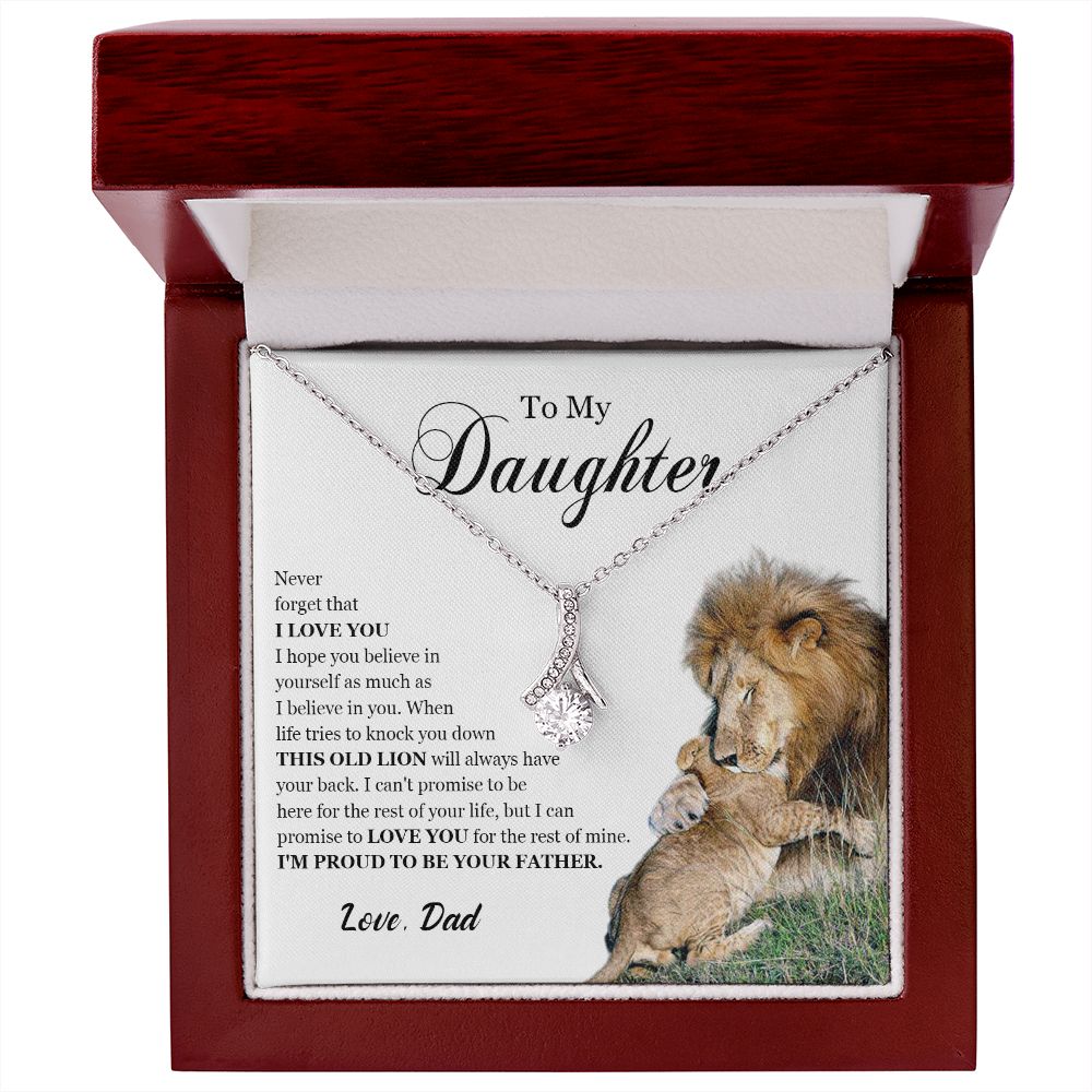 461B To My Daughter Necklace, Gift For Daughter From Dad, Daughter Father Lion, Xmas