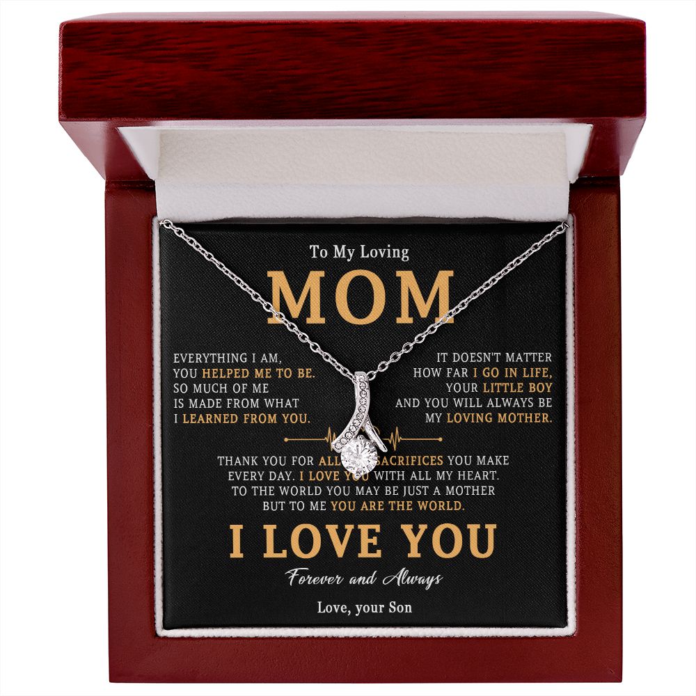 509B To My Loving Mom Necklace, Gift for Mom from Son, Mother's Day Jewelry Gifts