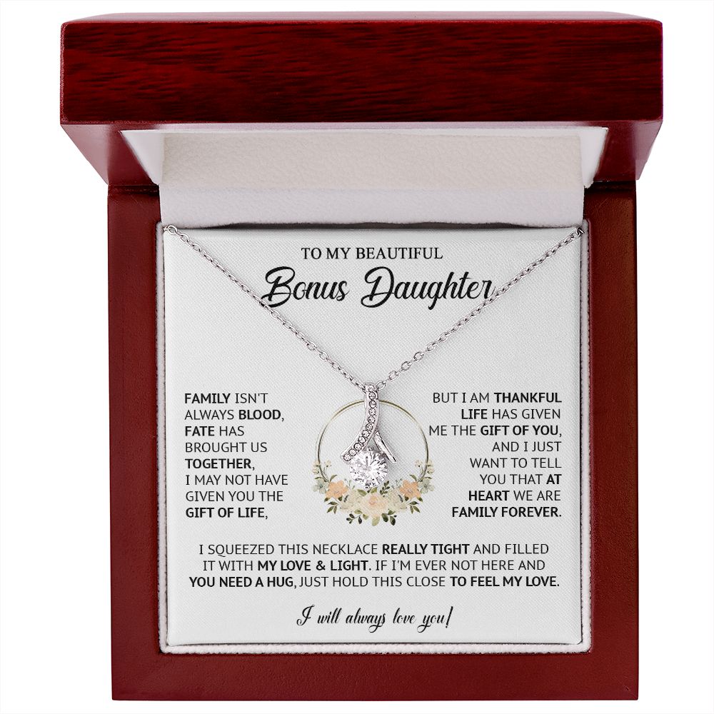 585B Bonus Daughter Necklace, Birthday Gift for Daughter from Dad Mom, Step Daughter