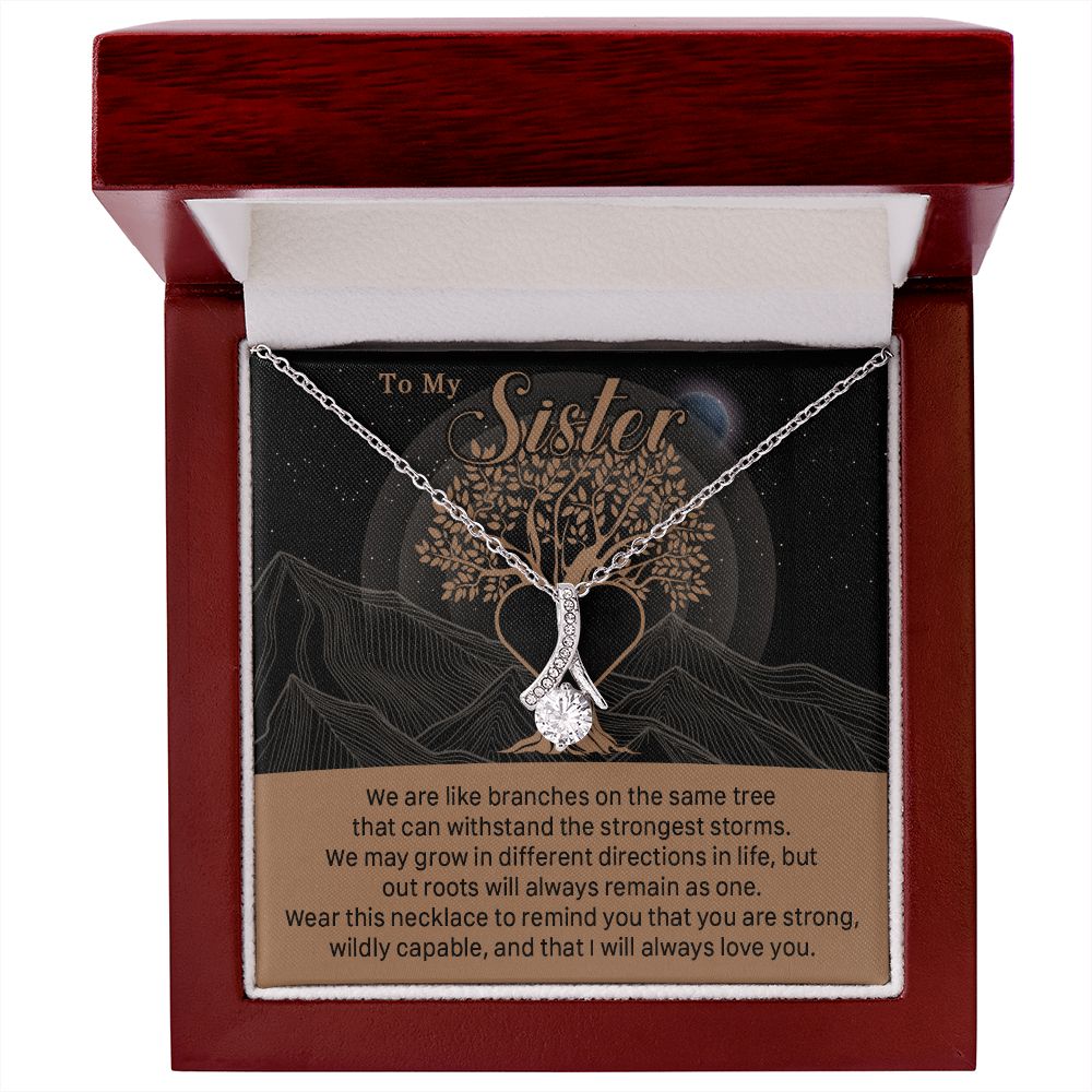 547B To My Sister, Strong Roots Heart Pendant Necklace Gift for Sister Birthday, Xmas