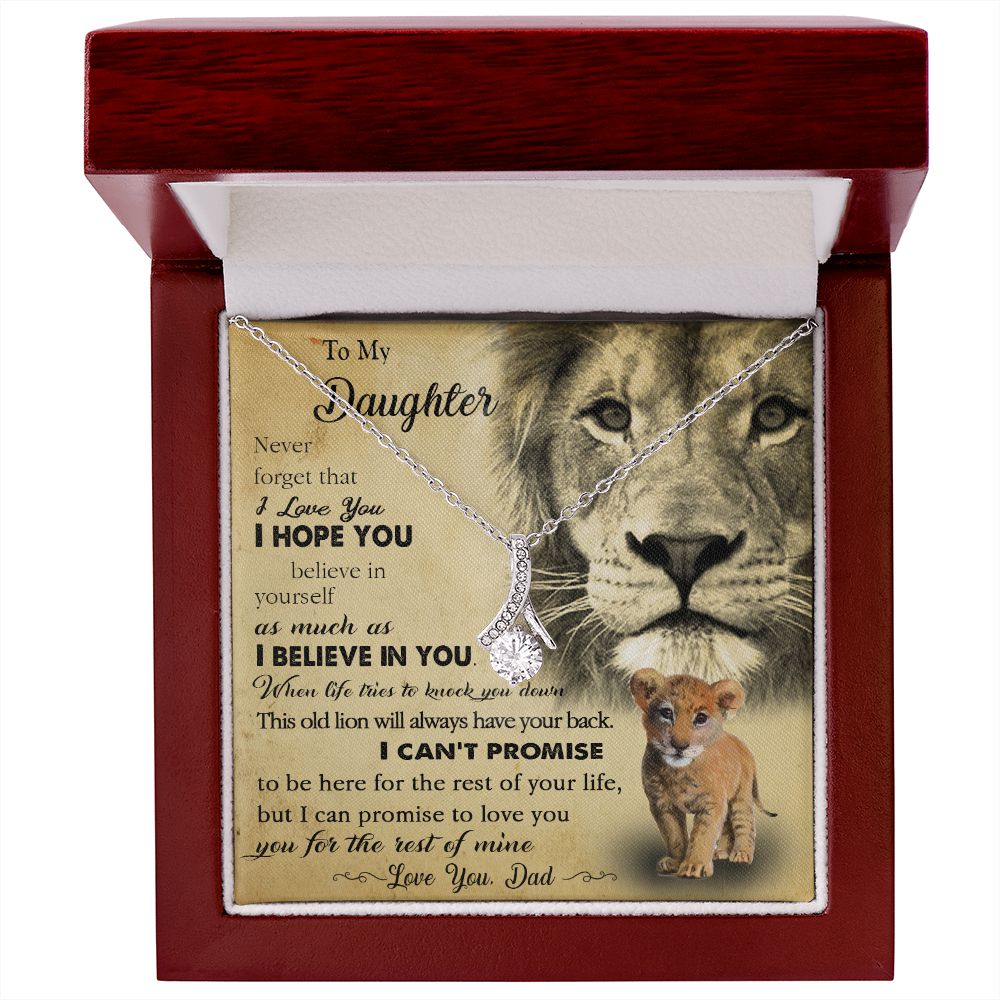 385B To My Daughter Necklace Love Dad, Lion Necklace, Gift Birthday, Holiday
