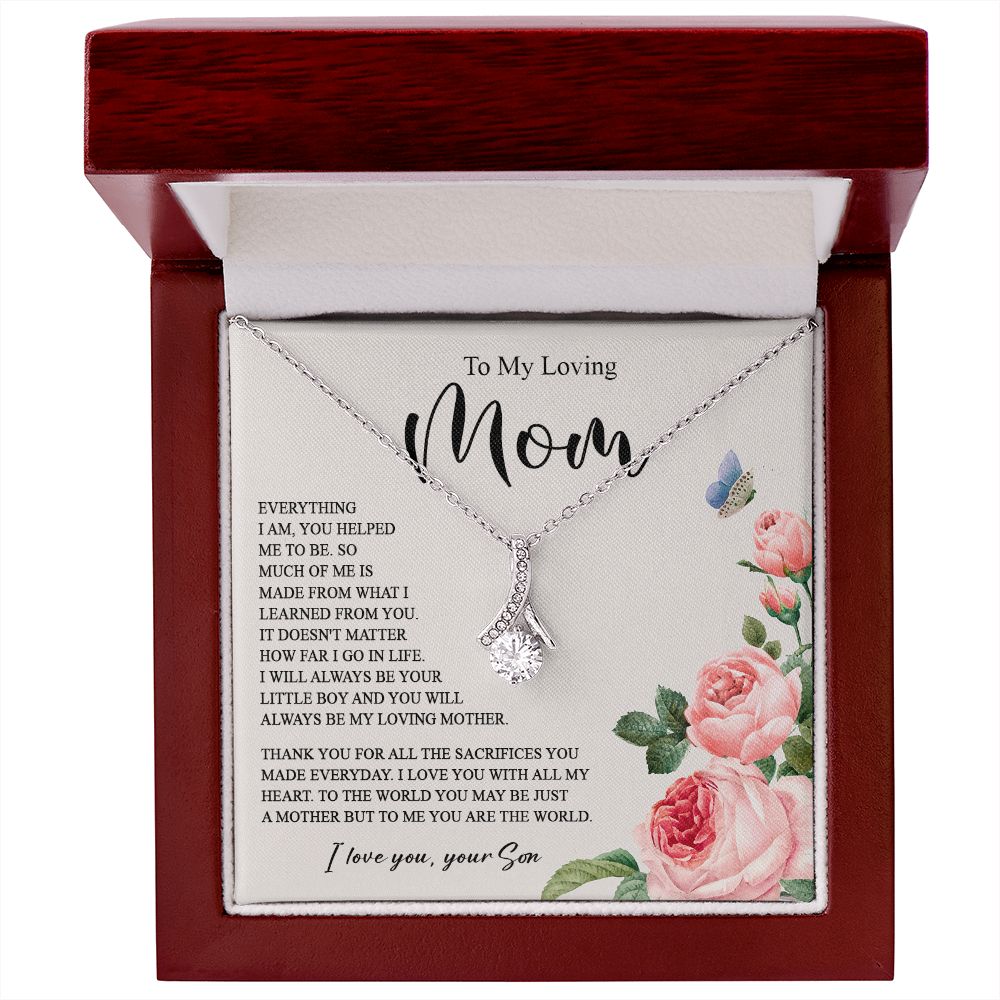 628B To My Loving Mom Necklace, Gift for Mom from Son, Mother's Day Jewelry Gifts